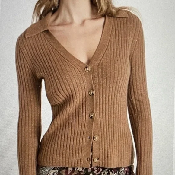 NWT Veronica Beard Grey Melange 100% Cashmere Cardigan Sweater - Size Small